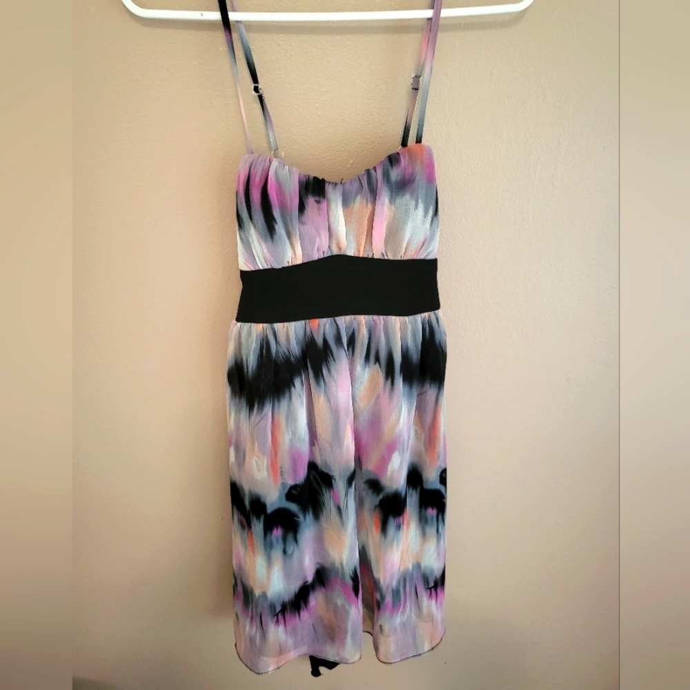 Formal Dress, size 5,  multi colored chiffon,  tie back